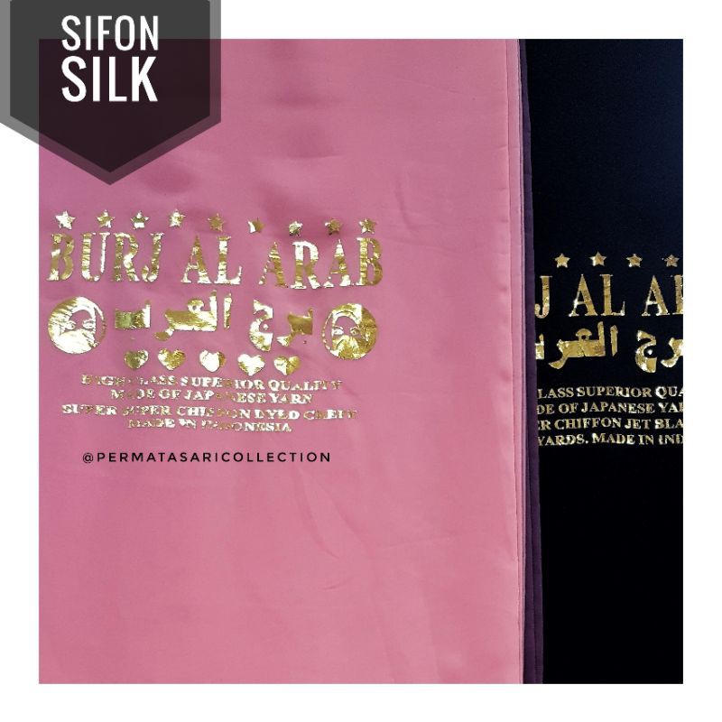 Sifon Silk Silky Bahan Kain Chiffon Arab Burj Al Arab Emarat Premium Warna Jetblack Jet Black Meteran