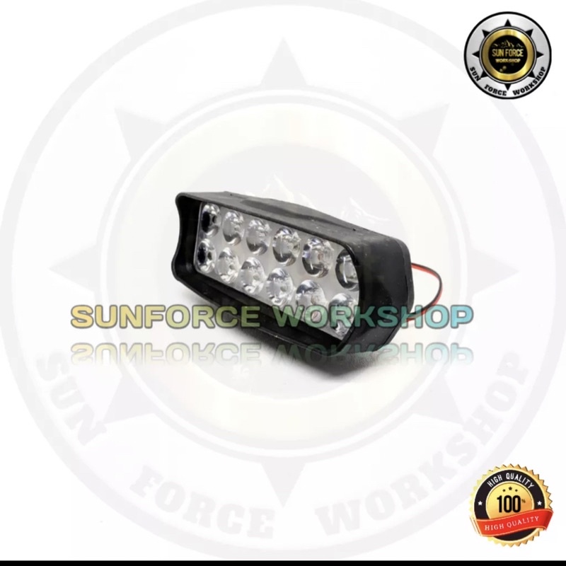 Lampu Tembak Sorot Lampu 12 LED Bar Laser Gun CREE Motor Mobil 12 mata 12 watt warna putih