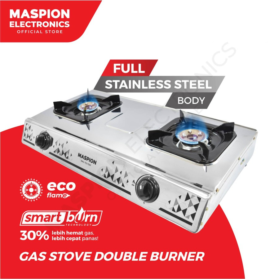 Maspion MKG-732 FSEF Gas Stove - Kompor Gas 2 Tungku (Stainless Steel)