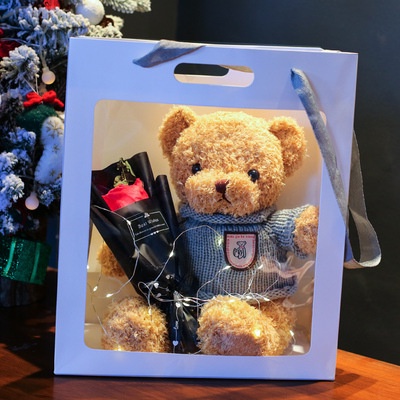 Teddy Bear Gift Set Free Permen Lollipop (Tanpa lampu) / Set kado Wisuda Boneka teddy bear / kado wedding valentine hampers