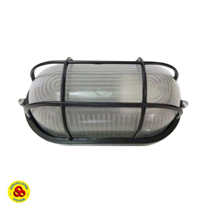 Lampu Kapal Ball Ice Fitting E27 Oval Tempel Dinding Black Bunker Lamp