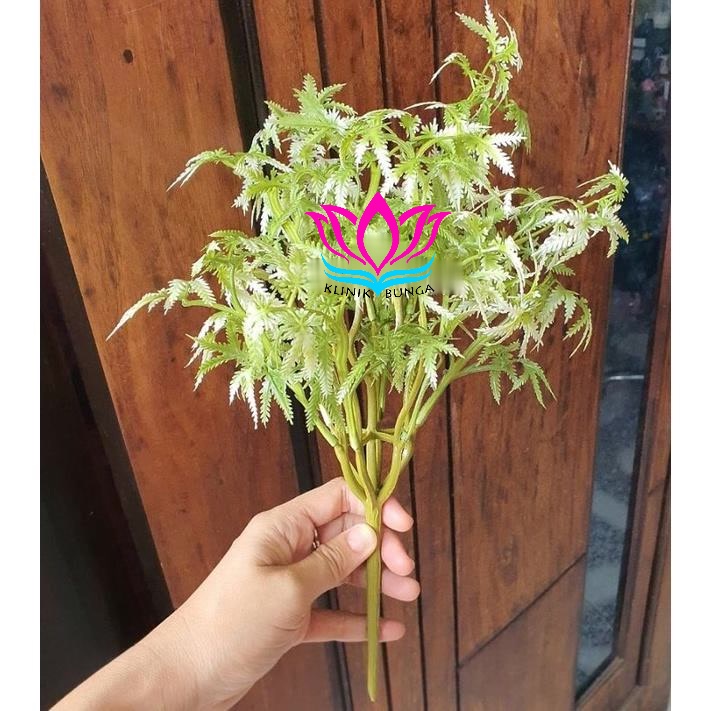 Tanaman daun kelapa putih x7 / bunga plastik (tanpa pot)