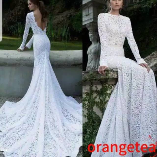 Gaun pengantin putih/ putih tulang