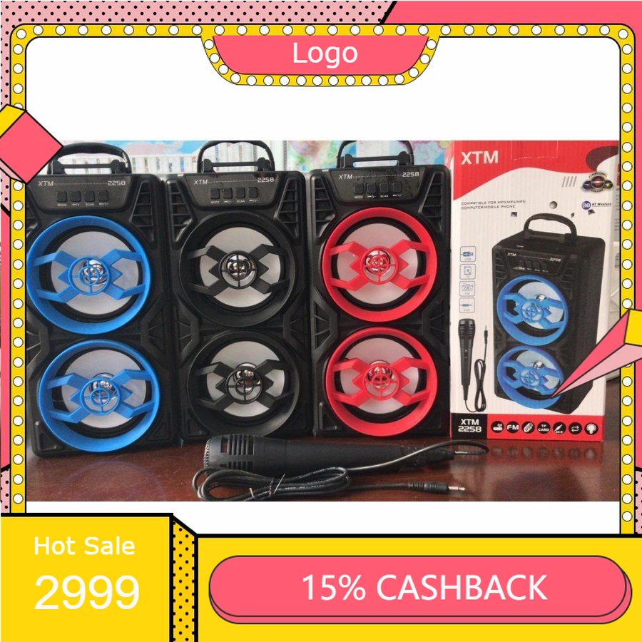 SPEAKER BLUETOOTH XTM 2258 PLUS MIC KARAOKE//SPEAKER SALON AKTIF X-BASS//SPEAKER KARAOKE//SPEAKER WI