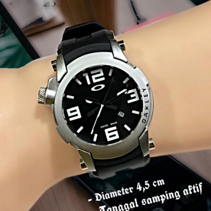 Jam Tangan Pria Oakley Tanggal Aktif Ok 446 Tali Rubber Silver Casual Murah Awet Kekinian Keren Best