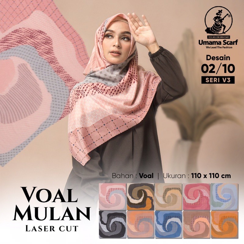 Hijab Umama Voal Mulan Motif Laser Cut Murah Jilbab Segi Empat Square Kerudung Termurah