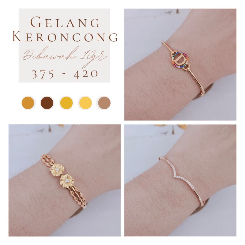 WAJIB TANYA STOK Realpic Gelang Keroncong/Bangle Emas Asli Kadar 375-420 | Dibawah 10gr | Part 1