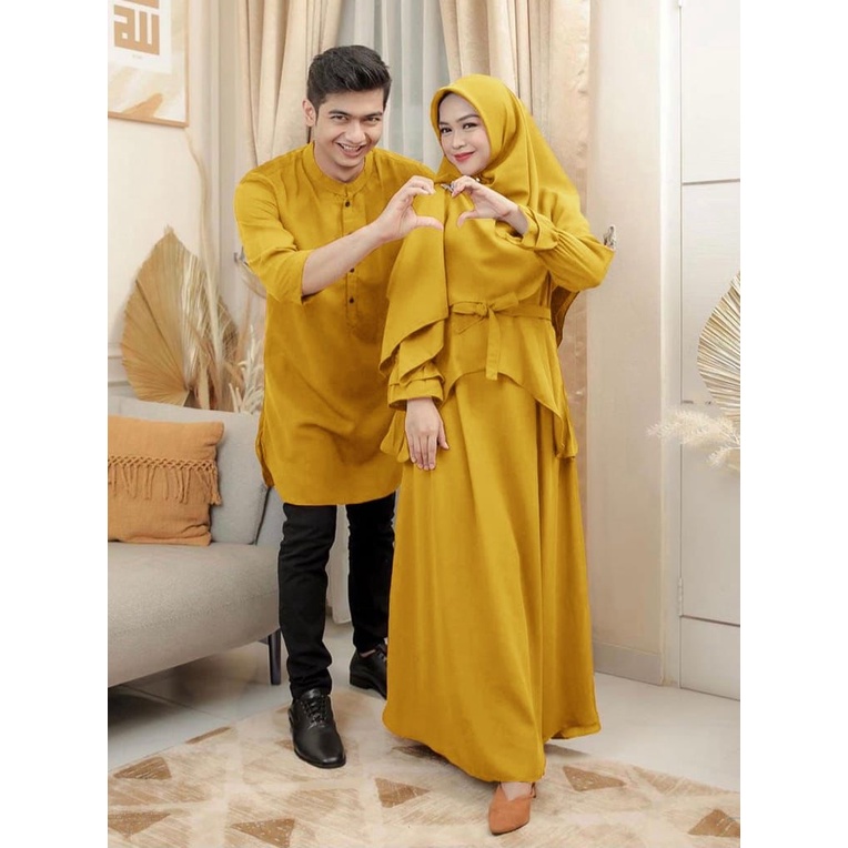 Cp Gamis 3in1 Ricis/ FREE HIJAB /Couple Ricis Gamis Free Bergo Muslim Moscrepe Busui | Baju Pasangan Remaja Dewasa Muslim Gamis Busui Koko Lengan 3per4