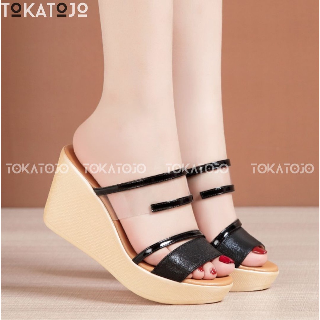 SANDAL WEDGES PESTA NEW FASHION KOREA TERBARU TOKATOJO FASHION MIKA PREMIUM SANDAL WEDGES WANITA CASUAL