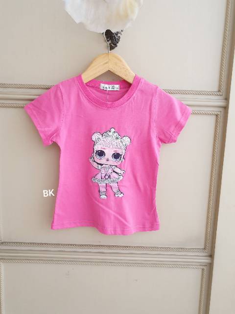 KAOS LAMPU MOTIF LOL BALLERINA / KAOS LED LOL COUPLE IBU ANAK IMPORT BAGUS TEBAL