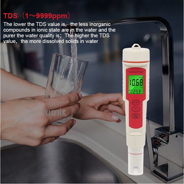 PH TDS EC Temperature Meter EZ9908 Tester ATC EZ-9908 Temp Suhu Hydrophonic Hidroponik EZ 9908 Hidrophonik 4in1