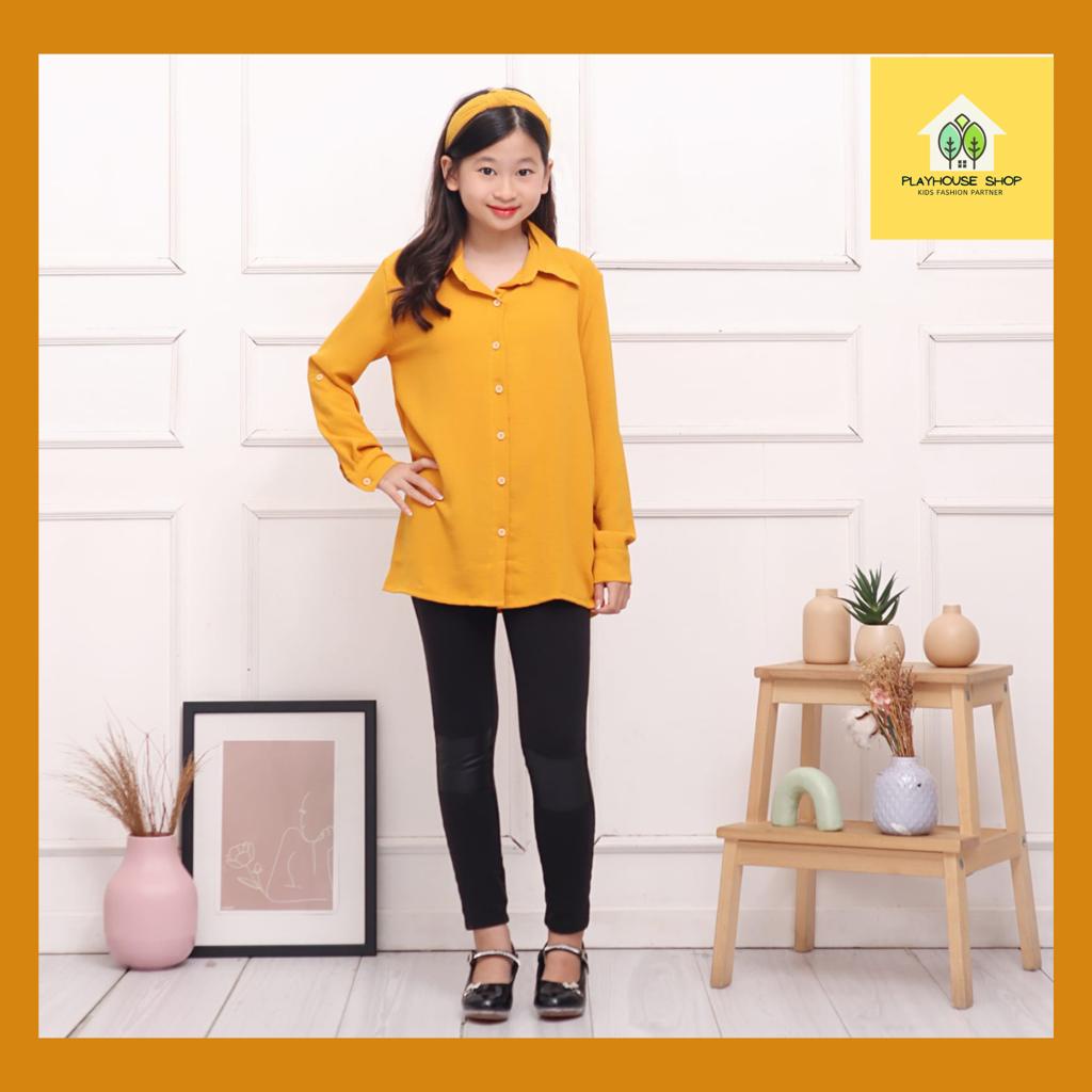 PLAY HOUSE - Blouse Kemeja Anak Perempuan Lengan Panjang Crinkle Airflow Import 6-12 Tahun