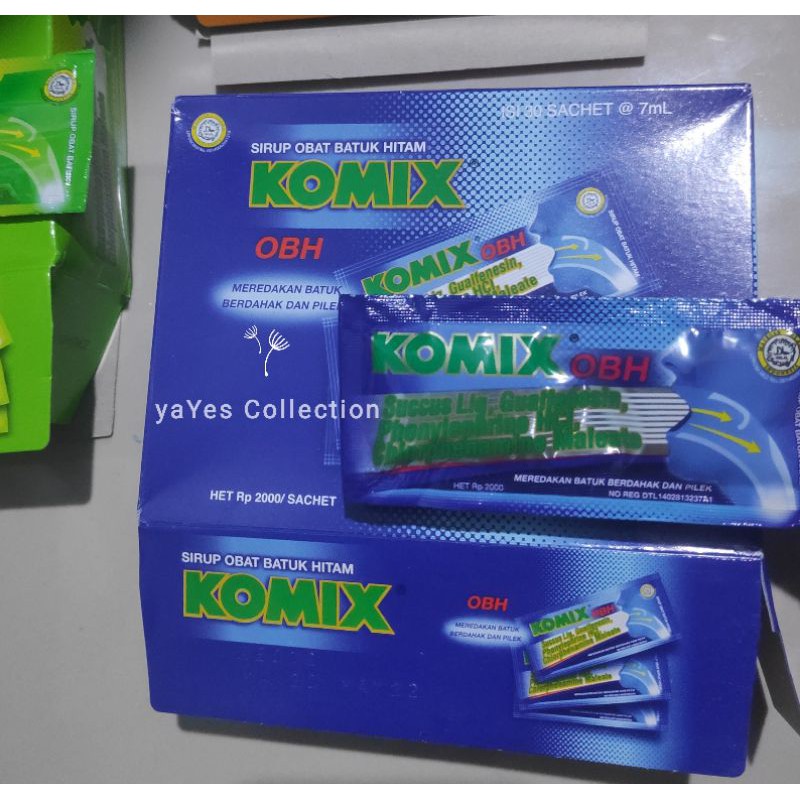 Komix sachet Sirup Cair Obat Batuk berdahak pilek tenggorokan Hijau Jeruk Nipis Biru OBH Orange Jahe