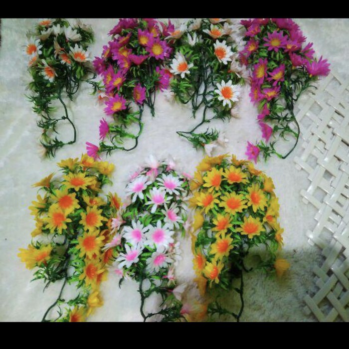 DAUN RAMBAT DAUN JUNTAI DAUN GANTUNG BUNGA PLASTIK I -putih pink