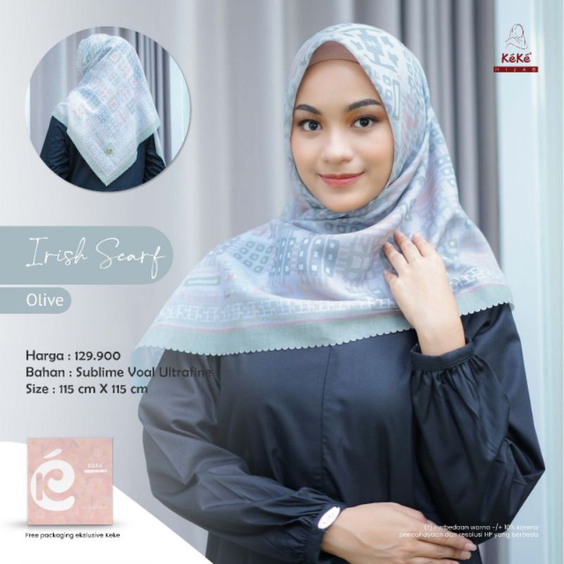 Hijab Segiempat motif IRiSH SCARF by Keke