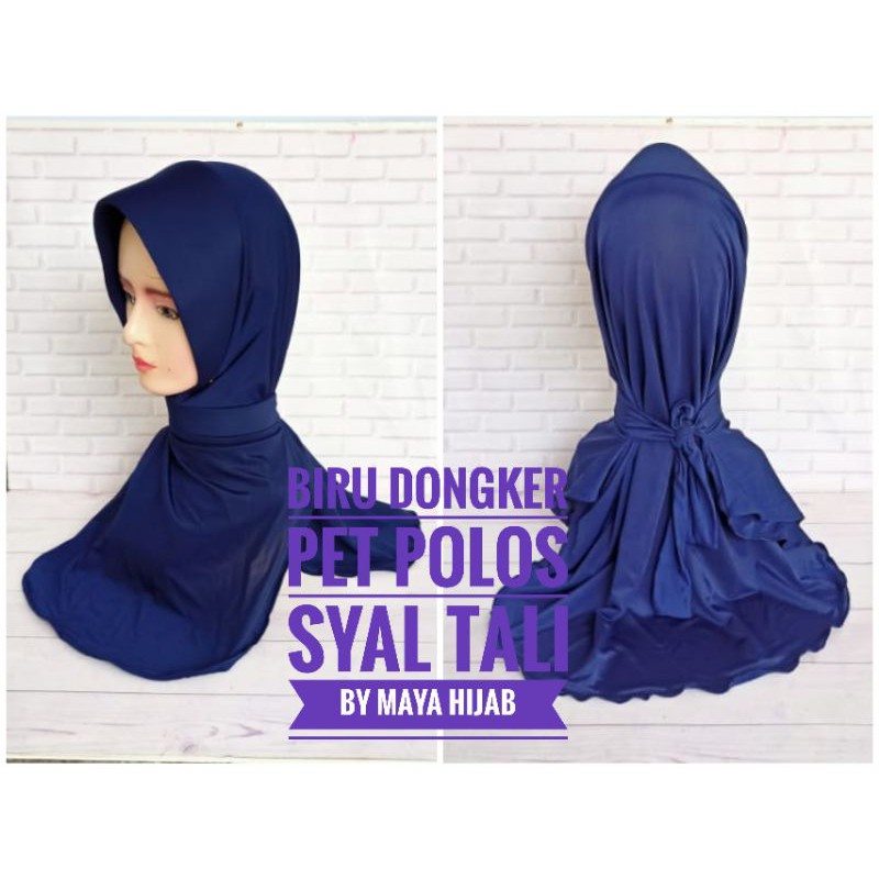 ❤️Jilbab Biru Dongker pet polos syal tali❤️