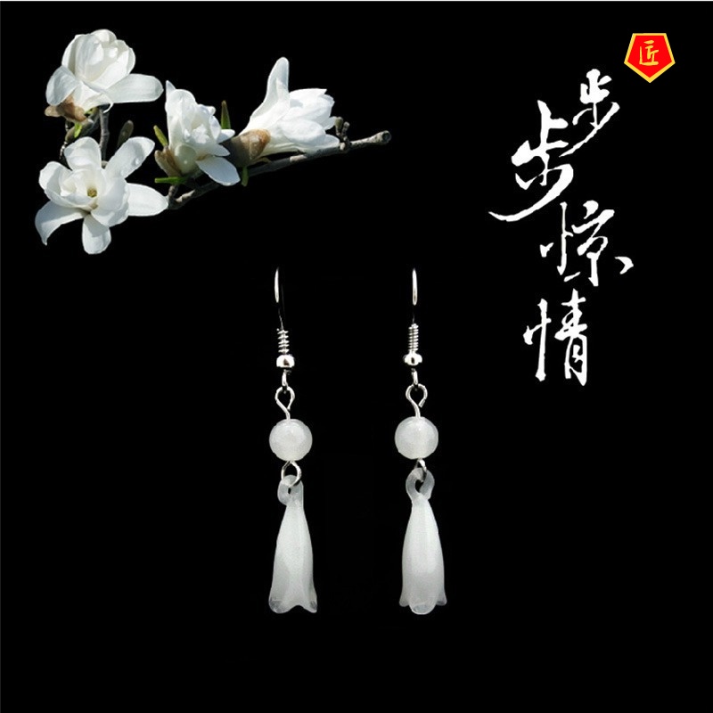 [Ready Stock]Elegant Graceful Colored Glaze Magnolia Earrings