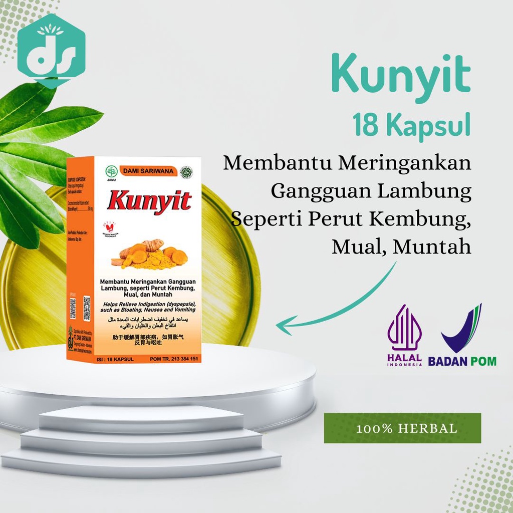 Jamu Herbal Kunyit 18 Kapsul | Mengatasi Lambung Perih, Mual, Muntah, Perut Kembung