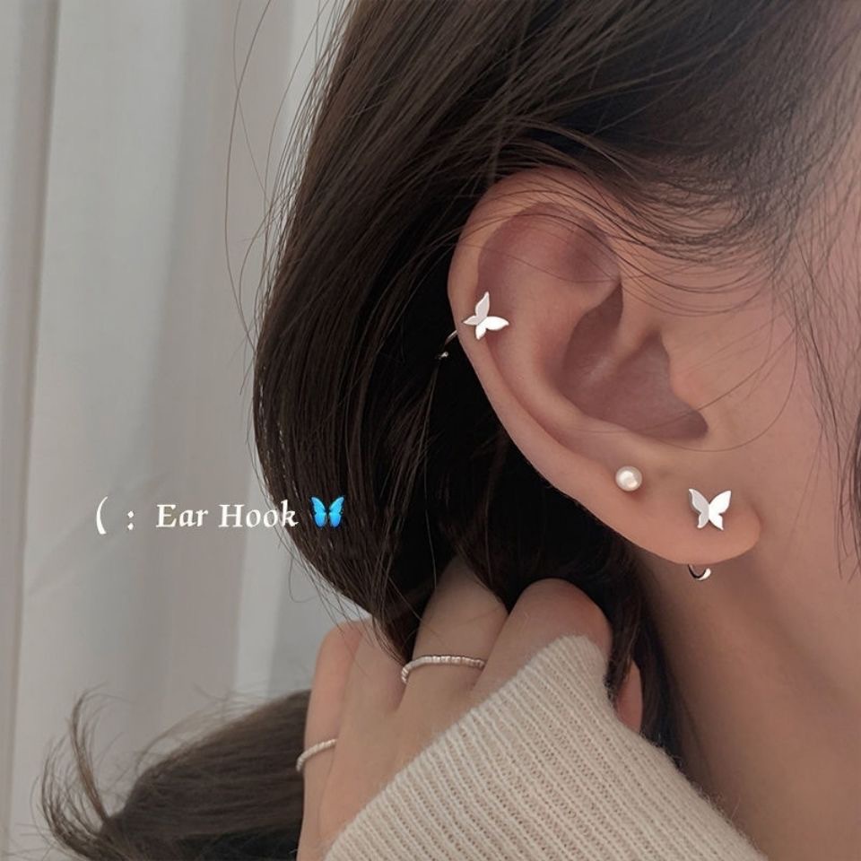 2021 Anting Tusuk Sterling Silver 925 Model Hati / Kupu-Kupu Lucu Ala Korea Untuk Wanita