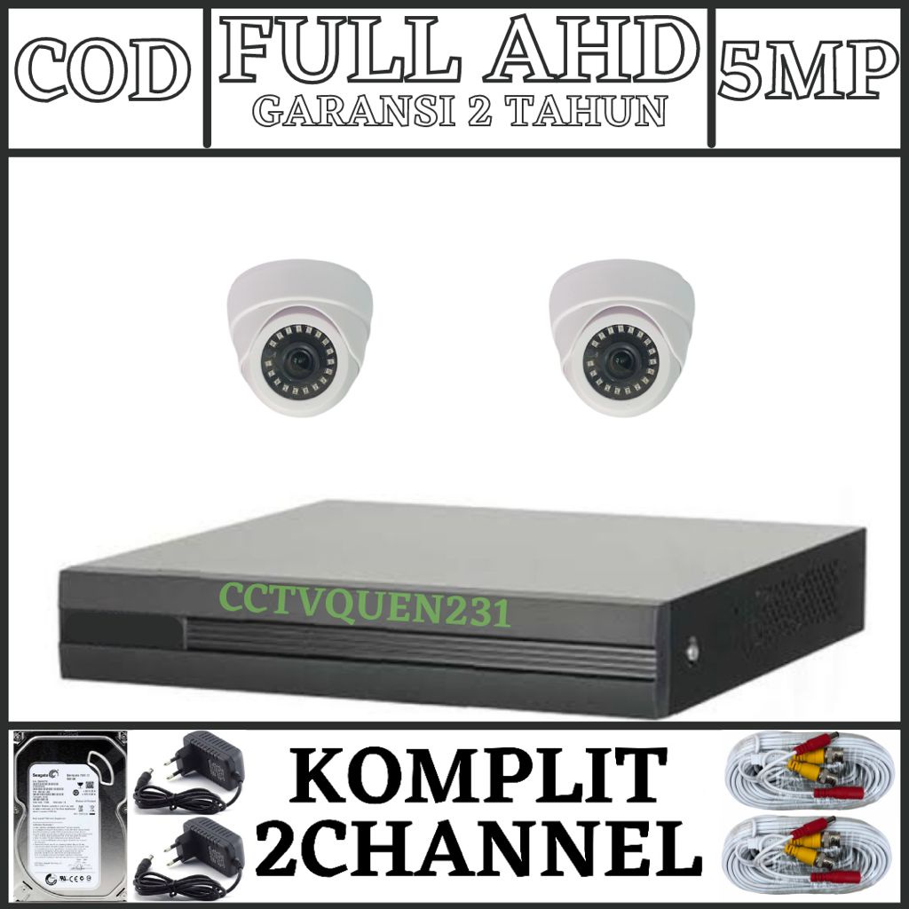 PAKET CCTV 4 CHANNEL 2 KAMERA FULL AHAD 5MP 1080P IR SONY KOMPLIT TINGGAL PASANG