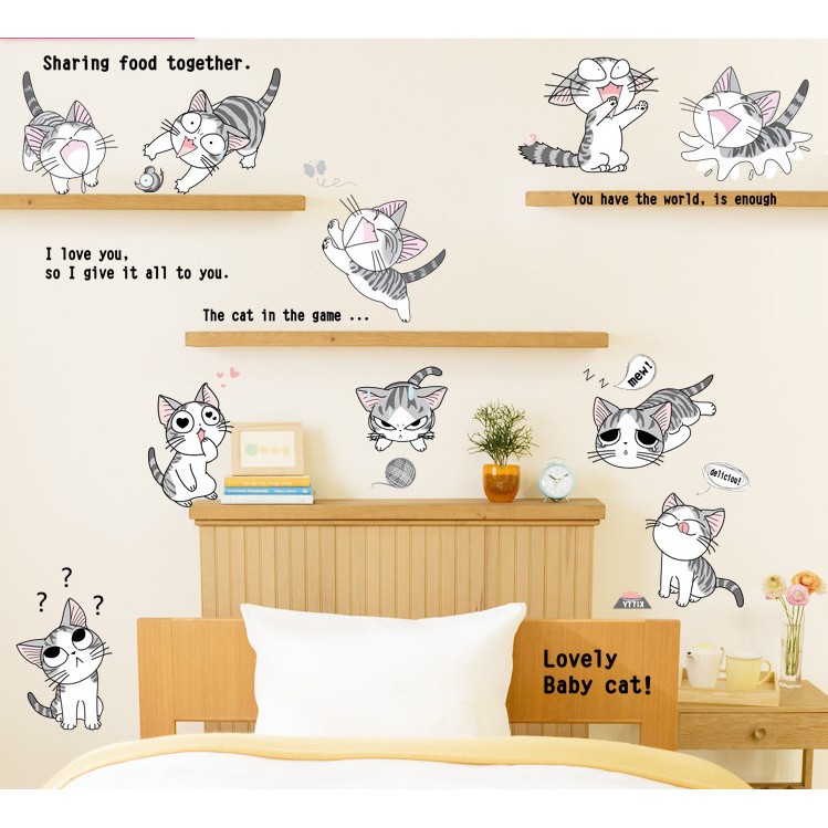 RELIZA WALL STICKER KUCING BABY CAT KITTEN HITAM ANAK AY7054 STIKER DINDING