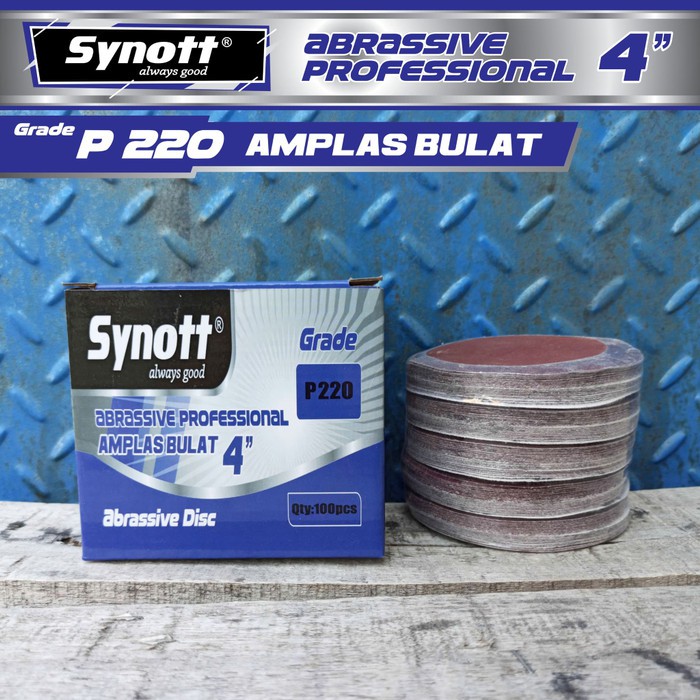 Amplas Bulat 4 INCH ( P220 5 PCS ) SYNOTT 5 Lembar