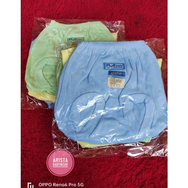 ARISTA BABY - (3PCS) CELANA POP BAYI ADEM LEMBUT, BORDIR LABEL ARISTA