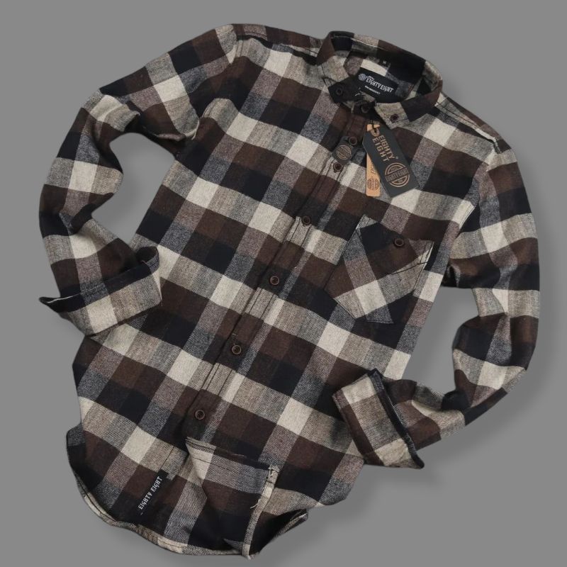 kemeja flanel Eighty eight/kemeja kasual/kemeja lengan panjang pria wanita/kemeja distro/kemeja outf