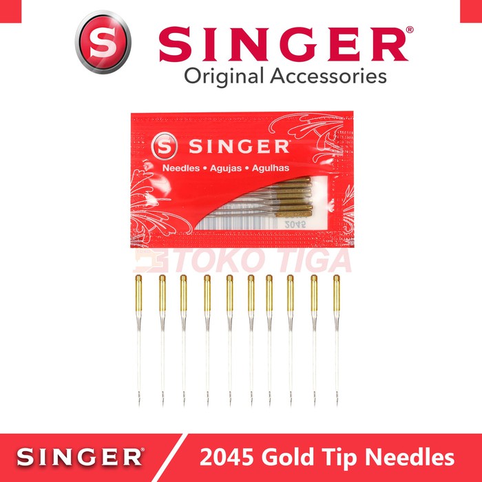 Jarum SINGER Gold Tip Needles / Jarum Emas / Jarum Anti Loncat / Jarum Kaos (N2045)