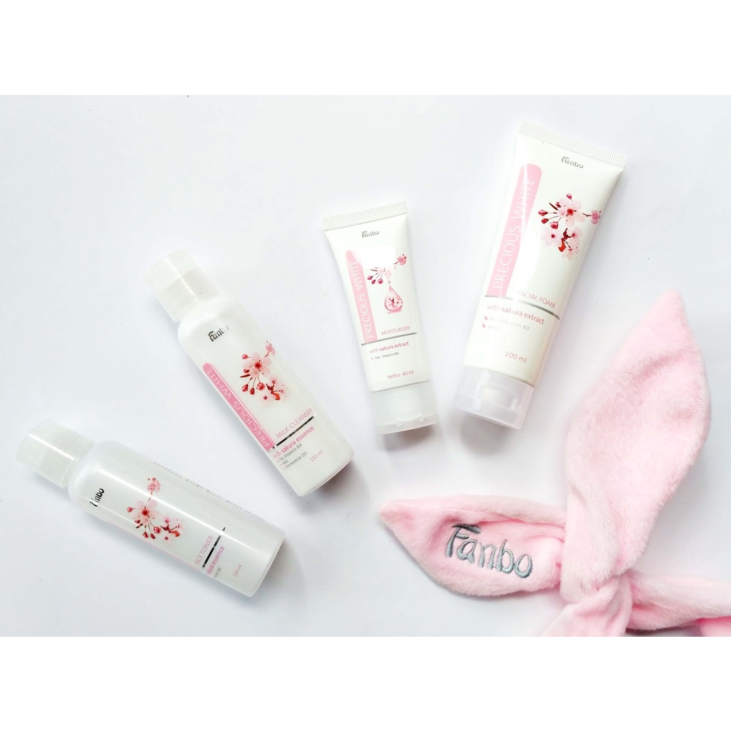 Fanbo Precious White With Sakura Extract Series (Milk Cleanser/Facial Foam/White Moisturizer)