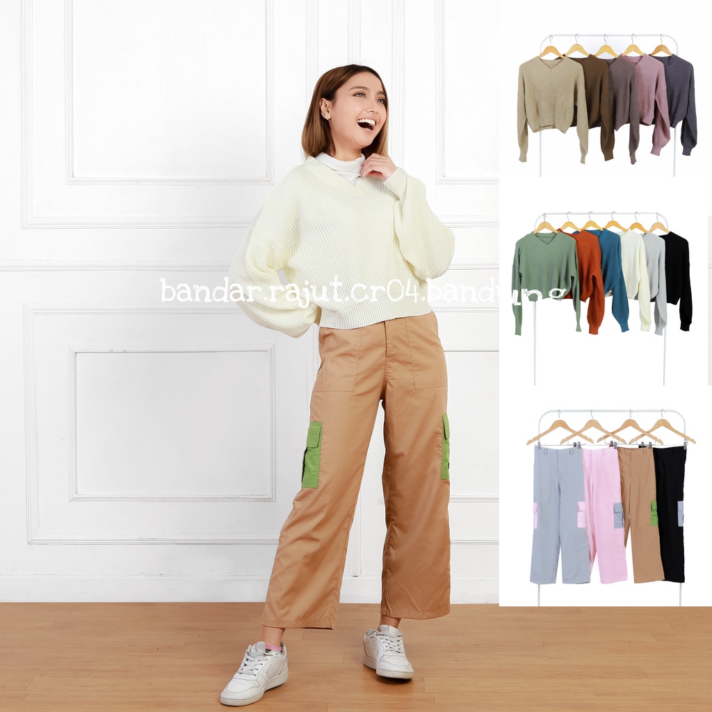 SETELAN RATU CARGO/HANNA CROP SIDO/1 SET BAJU + CELANA