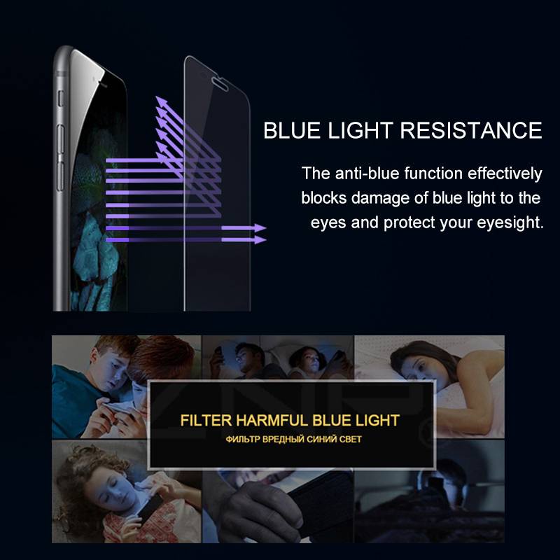 For IPhone 11 12 Pro Max Mini Anti Blue Ray Light 9H Tempered Glass Screen Protector for iPhone 6 6s 7 8 Plus X XS Max XR SE 2020