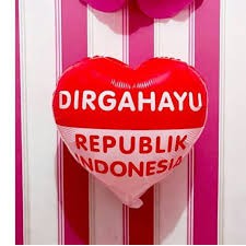 Balon / hiasan / merah putih / foil 17 agustus / 17an / dirgahayu HUT RI / Hati Love