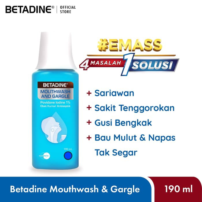 BETADINE GARGLE 190ML BETADINE OBAT KUMUR 190 ML MENGATASI BAU MULUT SARIAWAN SAKIT TENGGOROKAN GUSI BENGKAK