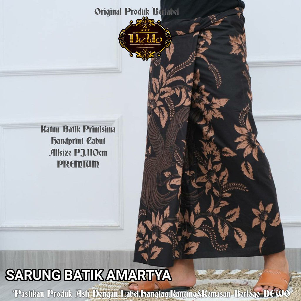 AMARTYA Sarung Batik Pria Cowok Dewasa Premium Motif Batik Lebaran Asli Solo ALL Size DEWO