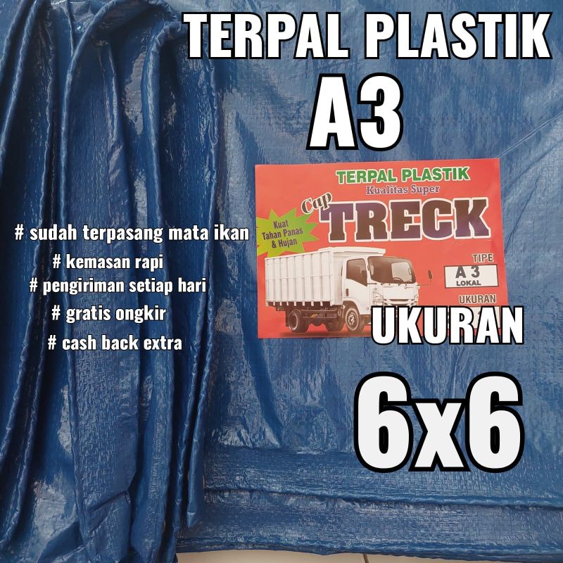 Terpal plastik A3 ukuran 6x6 meter cap TRECK