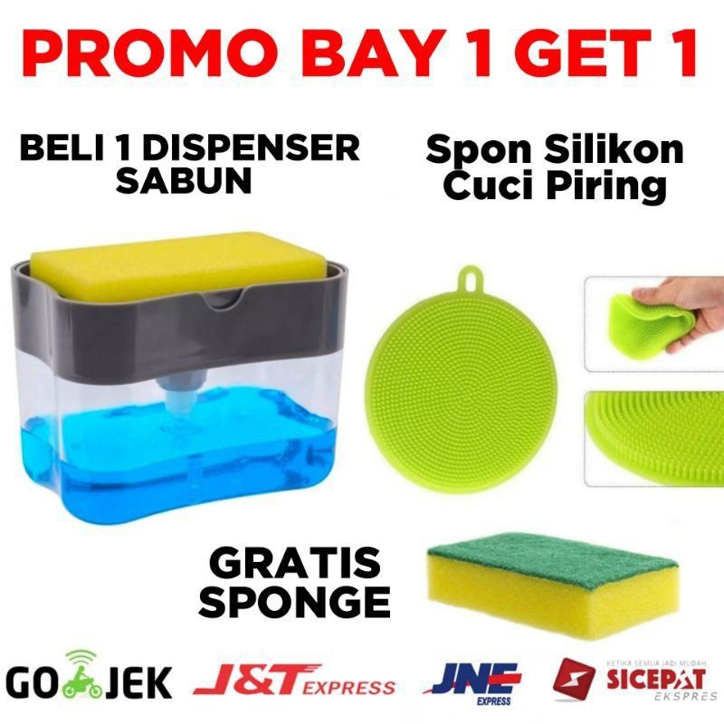 Paket Soap Pump Hd917 Dispenser Sabun + Spon Silikon Cuci Piring