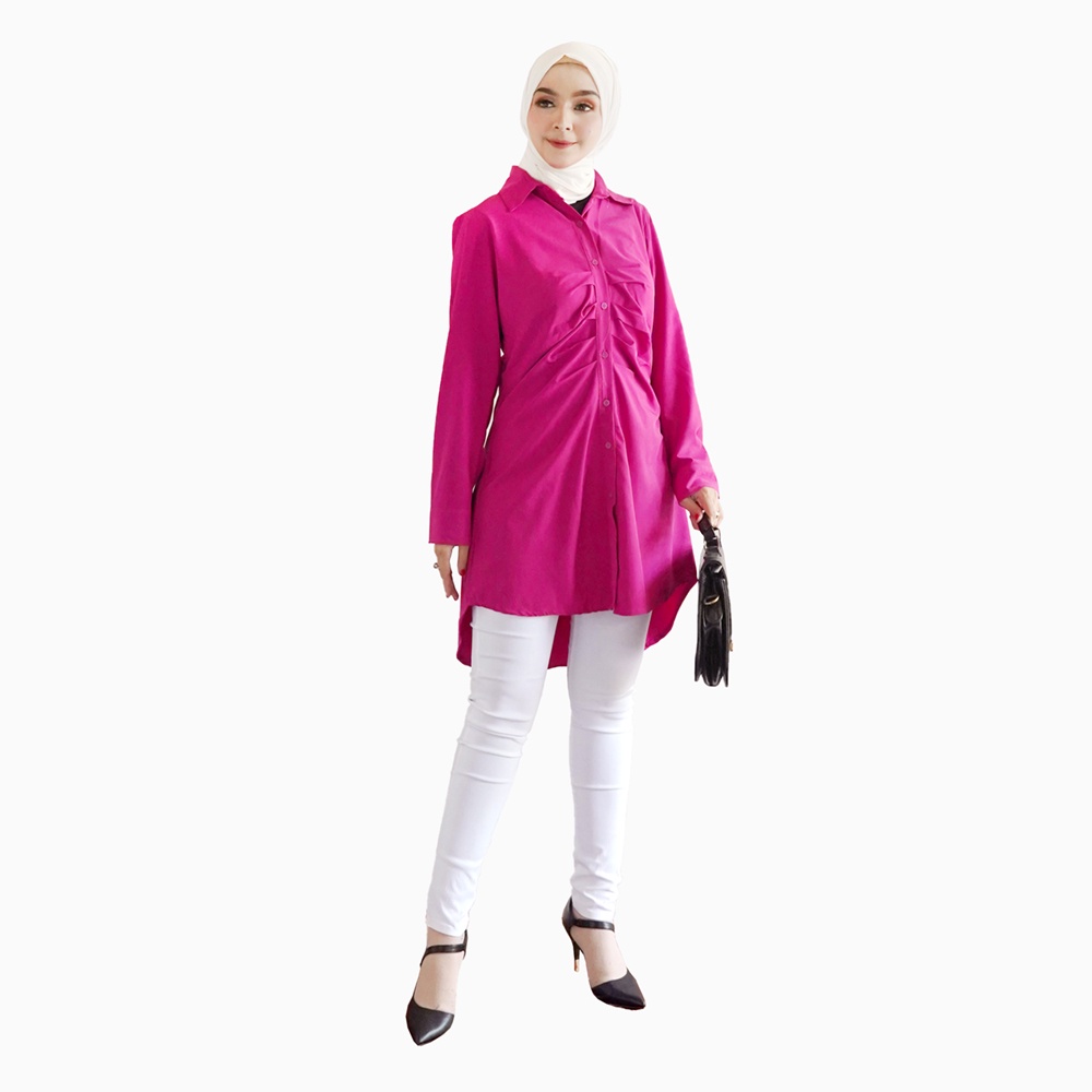 Tunik Kemeja Lengan panjang Wanita muslim gaya korea variasi rampel - XSHOP Vierra
