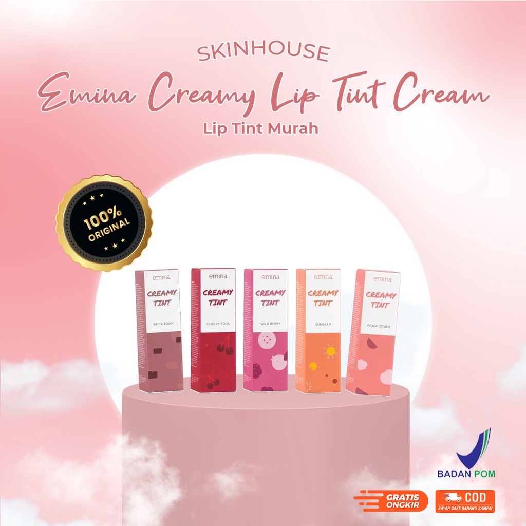 [ SKINHOUSEID ] EMINA CREAMY TINT LIP TINT CREAM | LIPTINT MURAH | LIPTINT BPOM | LIPTINT EMINA