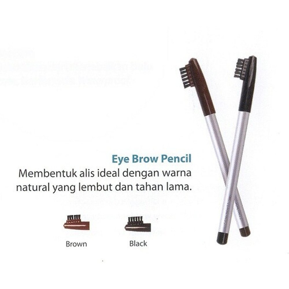 Wardah Eye Brow Pencil With Brush Pensil Alis Coklat dan Hitam Sikat