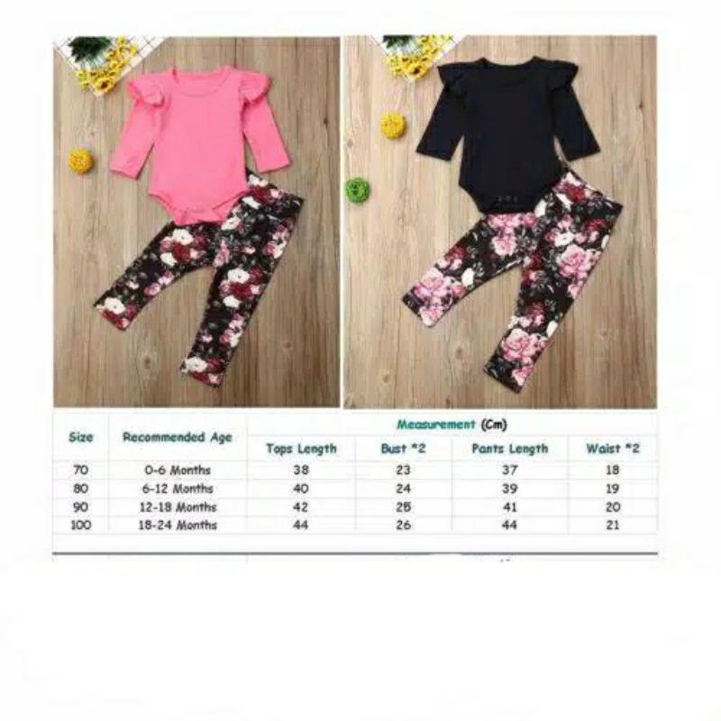 1 Set Romper Lengan Panjang + Celana Panjang