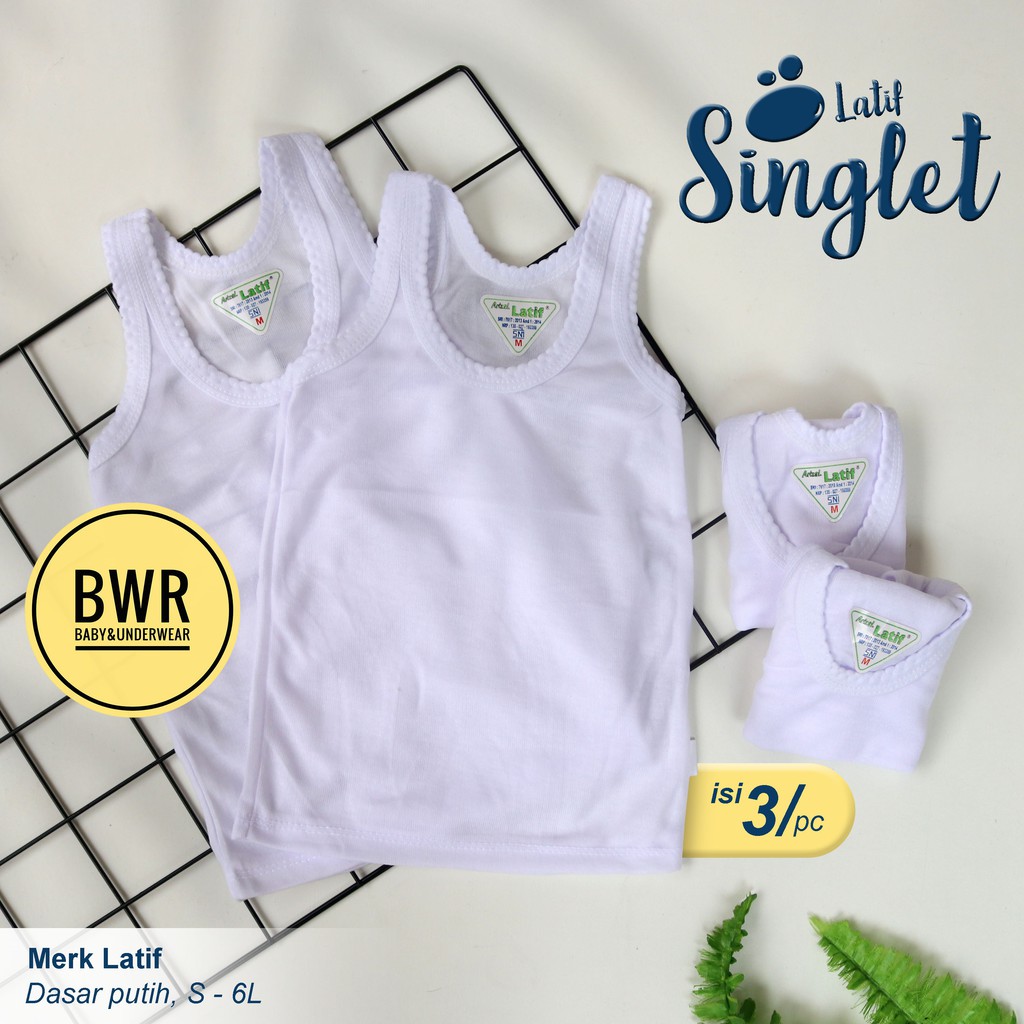 [ 3pc ] Singlet LATIF PUTIH | Kaos Dalam Singlet Anak LATIF | Kaos Kutang Latif - Bwr