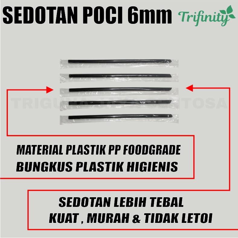 Sedotan 6mm Teh Poci Thai Tea Steril Hitam Panjang 20cm Dus Runcing Higienis 620 Bungkus Plastik