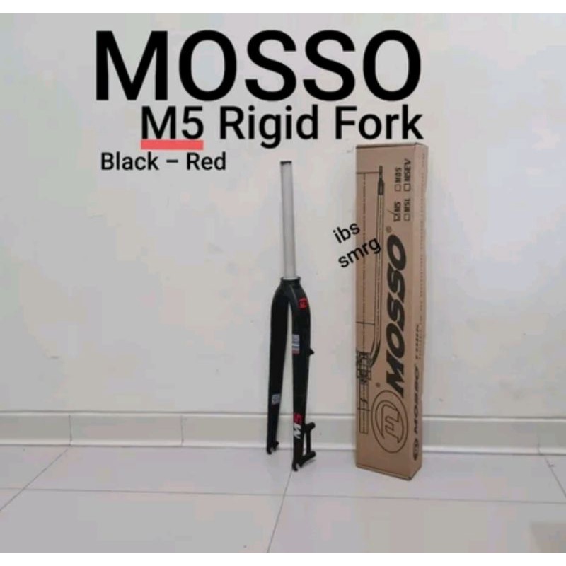 Fork Rigid Mosso M5 Black Red black grey Hitam Merah hitam abu abu Alloy Alumunium Garpu MTB Sepeda