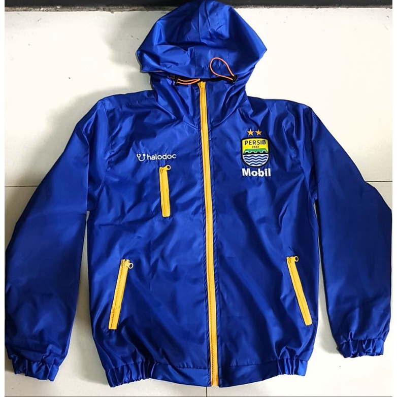 Jaket Pria Wanita Bola Motor Harian Murah Berkualitas Outdoor WindProof Tracker Bola Persib Biru-2