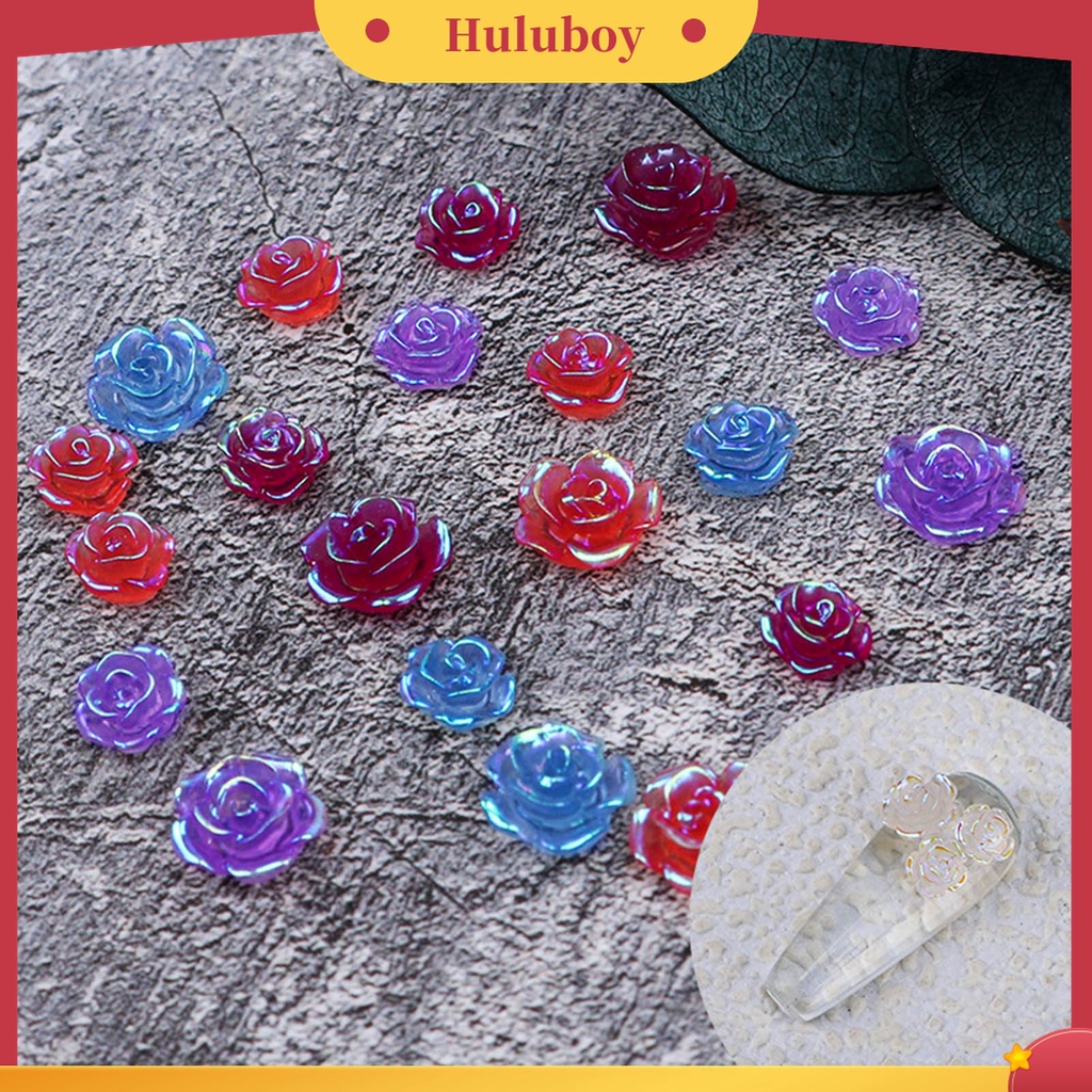 Huluboy Huluboy♡ 50pcs / Set Bunga Camellia Photochromic Berlian Imitasi Untuk Dekorasi Nail Art