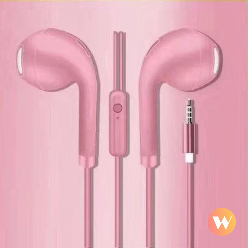 Earphone In Ear Super Bass Dengan Kabel Jack 3.5mm Warna Macarons