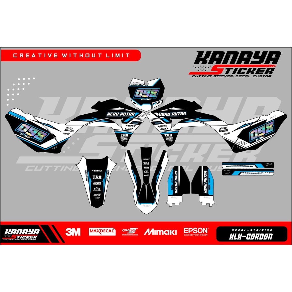 Decal KLX  Gordon / Sticker KLX Gordon / Decal Custom Nama dan Nomor Termurah _Kanayasticker-KLX02