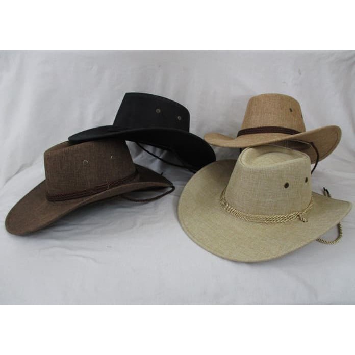Topi Cowboy Amerika Laken Kanvas TALI Remaja Dewasa **
