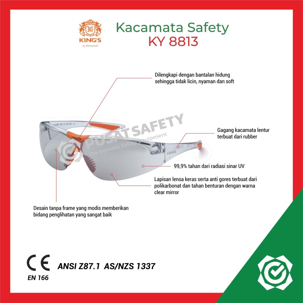 Kacamata Safety Kerja Proyek Kings KY8813